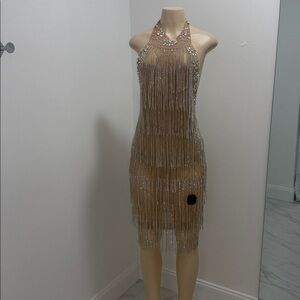 Rhinestone Embellished Mini Dress